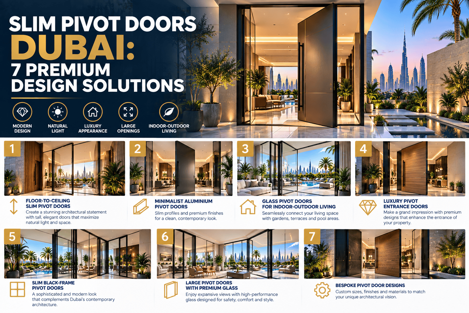 Slim Pivot Doors Dubai: 7 Premium Design Solutions